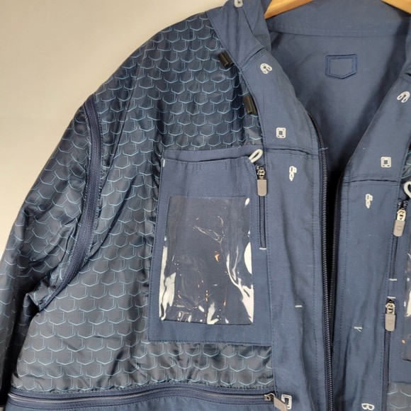 SCOTTeVEST Sterling Jacket Mens XL Navy Convertible Zip Off Sleeves Travel Cargo - Picture 15 of 16
